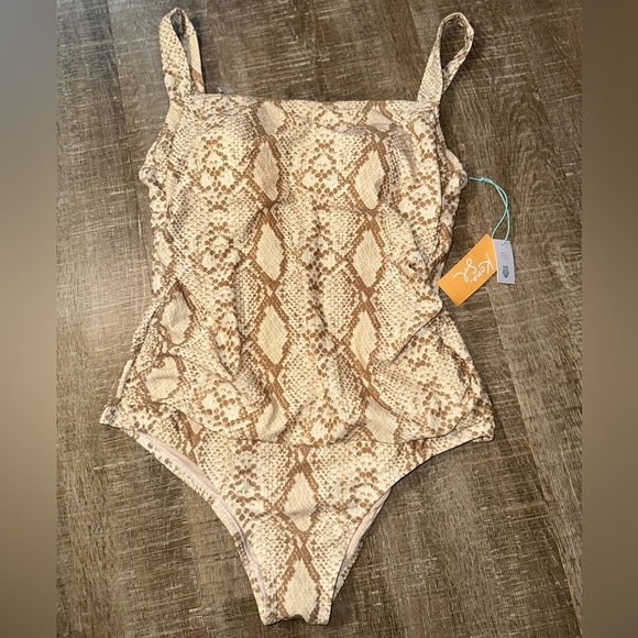 Kona Sol Other - Kona Sol NWT Snake Print One Piece Swimsuit - Brown and Tan